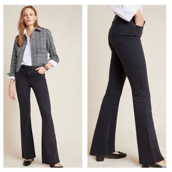 AG Adriano Goldschmied Anthropologie Women’s The Angel Bootcut Raw Hem Black Den - Picture 12 of 12